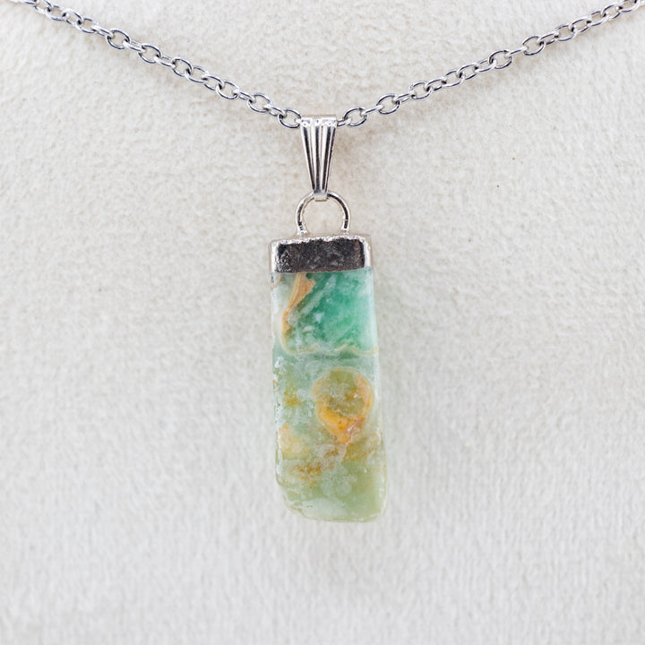 Amazonite Slab Stick Pendant Necklace - Handcrafted Crystal Jewelry