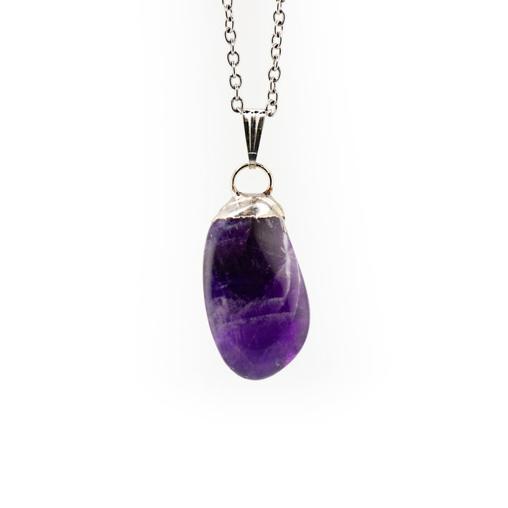 Tumbled Amethyst Geode Pendant Necklace