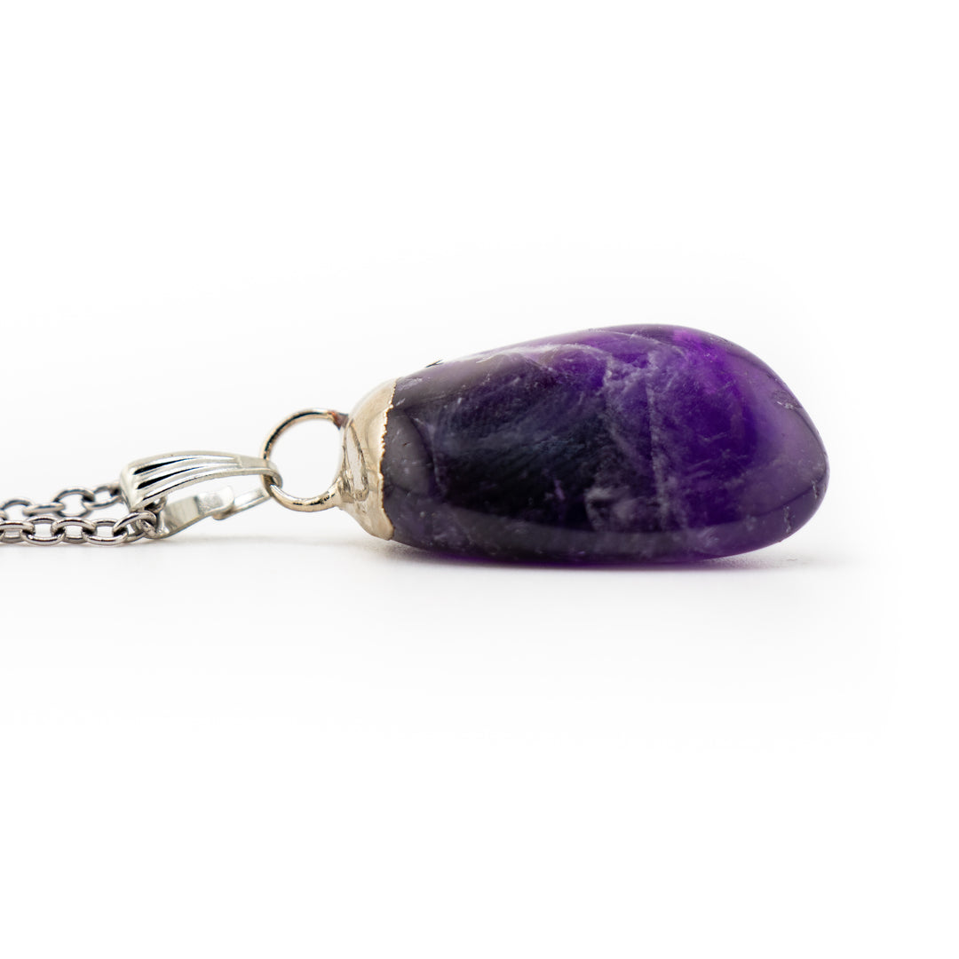 Tumbled Amethyst Geode Pendant Necklace