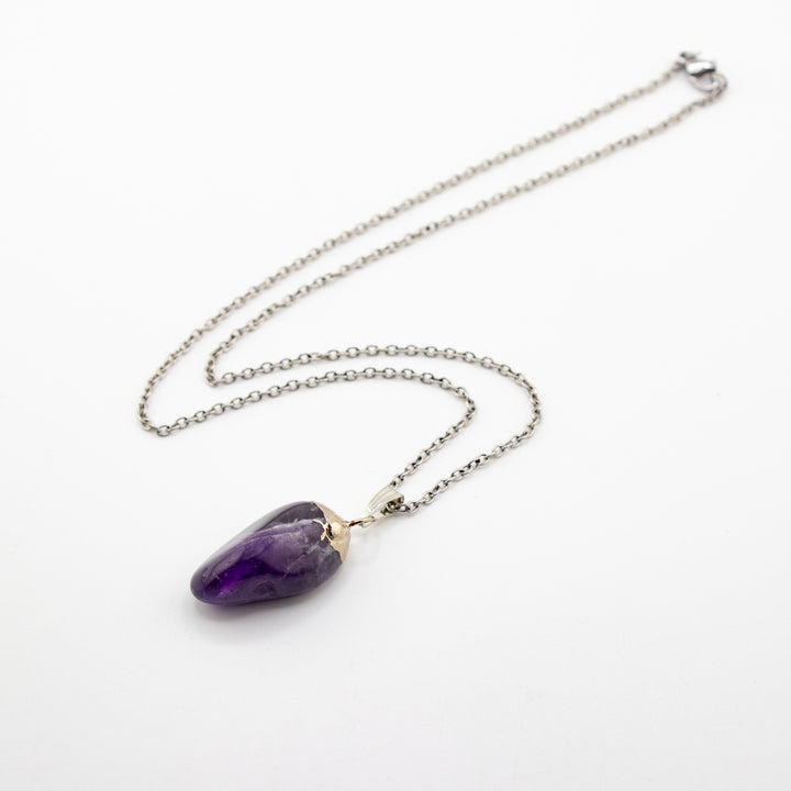 Tumbled Amethyst Geode Pendant Necklace