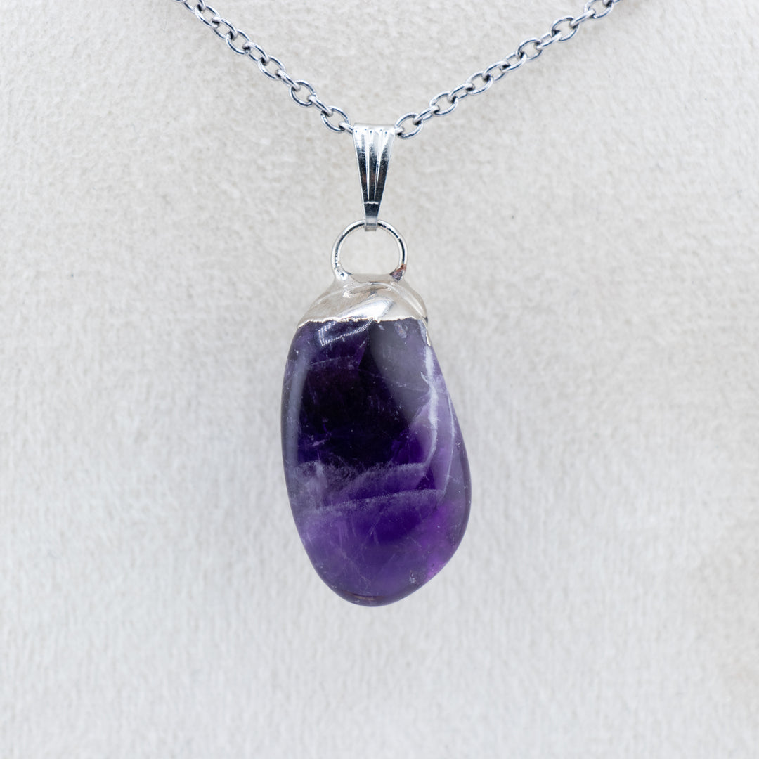 Tumbled Amethyst Geode Pendant Necklace