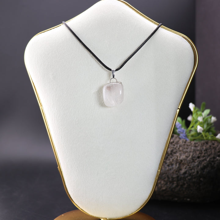 Handcrafted Natural Clear Quartz Gemstone Pendant Necklace