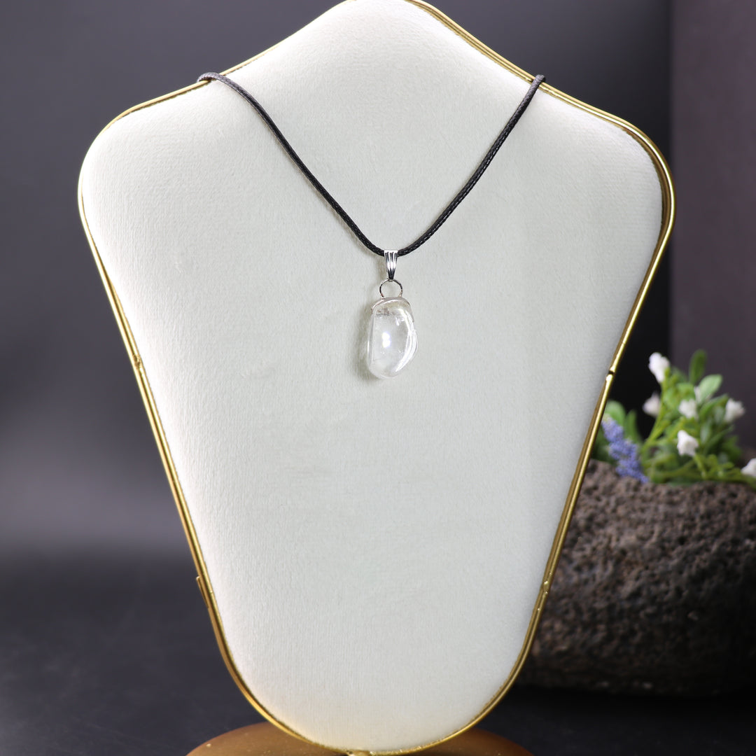 Handcrafted Natural Clear Quartz Gemstone Pendant Necklace