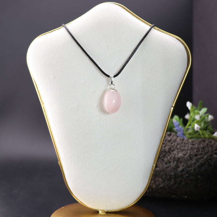 Handcrafted Natural Rose Quartz Gemstone Pendant Necklace