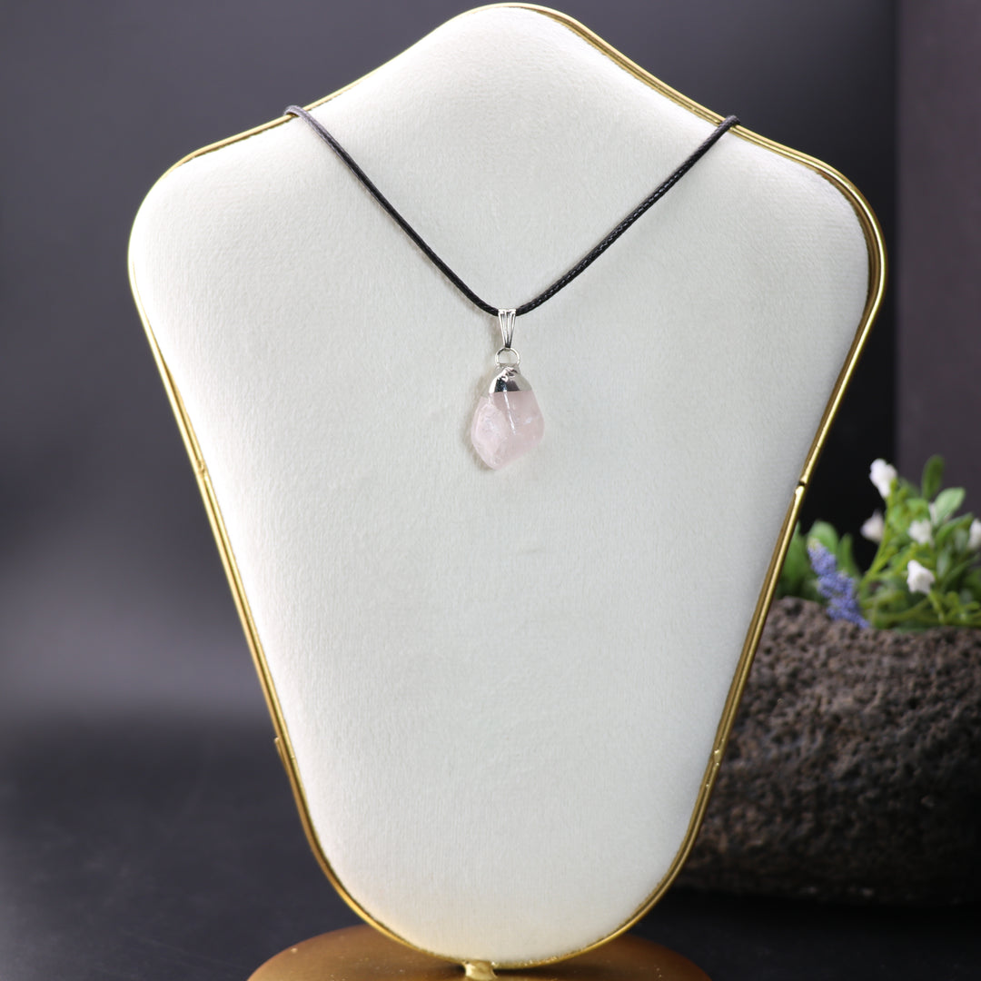 Handcrafted Natural Rose Quartz Gemstone Pendant Necklace