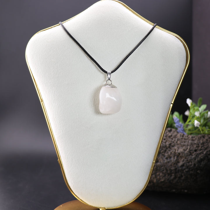 Handcrafted Natural Milky Quartz Gemstone Pendant Necklace