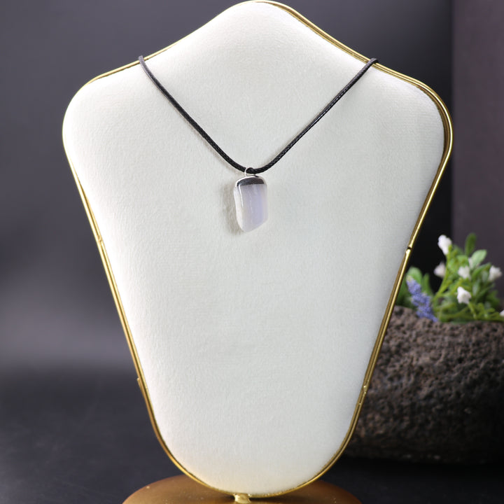 Handcrafted Natural Blue Chalcedony Gemstone Pendant Necklace