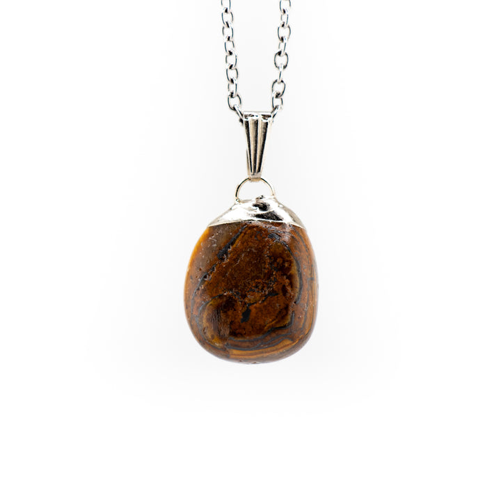 Collier avec pendentif en pierre précieuse œil de tigre naturelle fabriqué à la main
