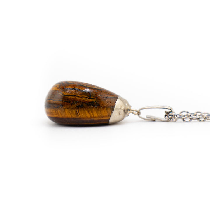 Collier avec pendentif en pierre précieuse œil de tigre naturelle fabriqué à la main