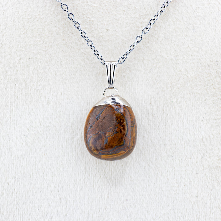 Collier avec pendentif en pierre précieuse œil de tigre naturelle fabriqué à la main