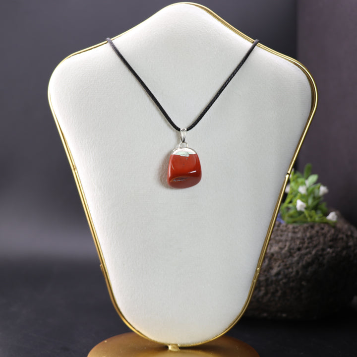 Handcrafted Natural Red Jasper Gemstone Pendant Necklace