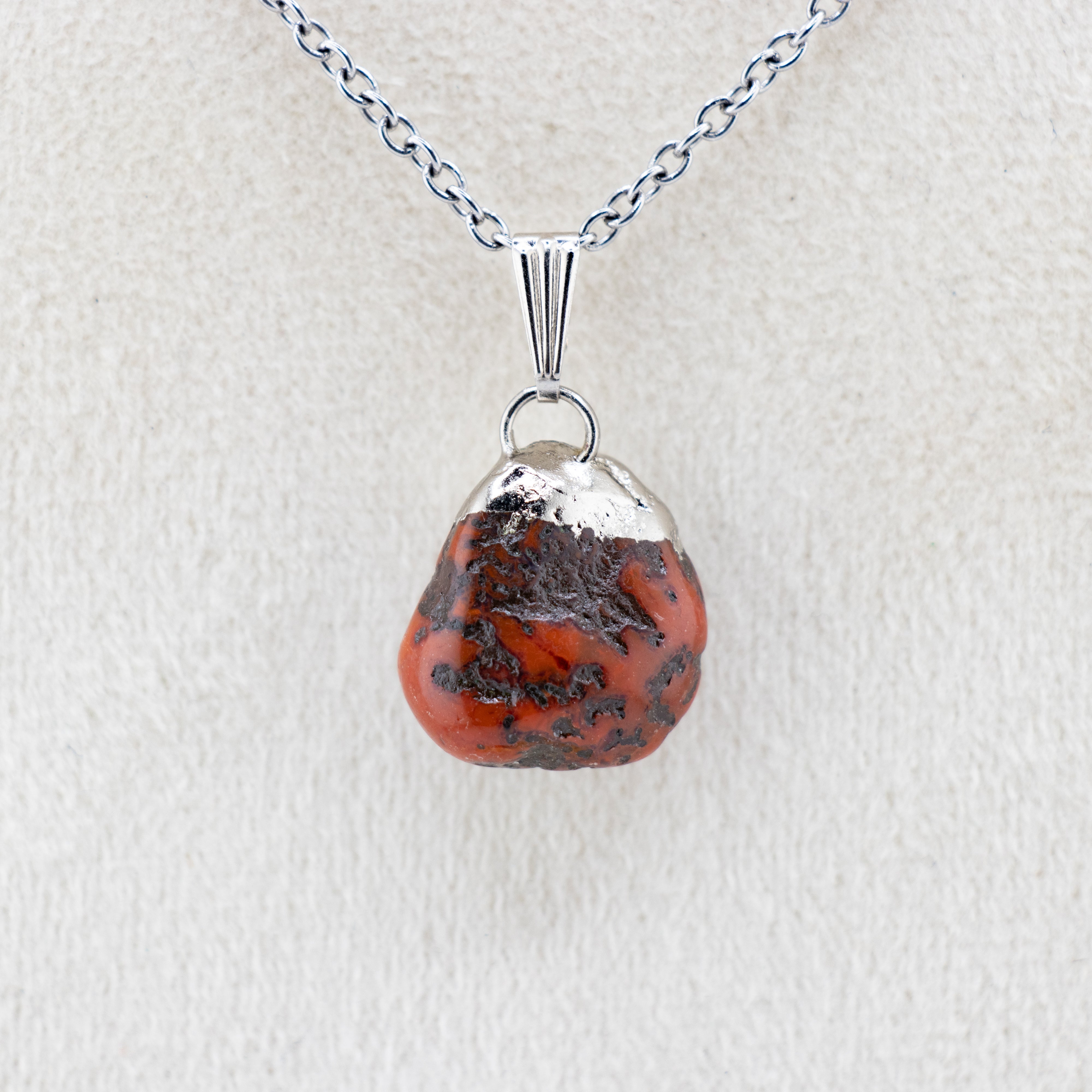 Red Jasper Gemstone Pendant Necklace - Handcrafted Crystal Jewelry