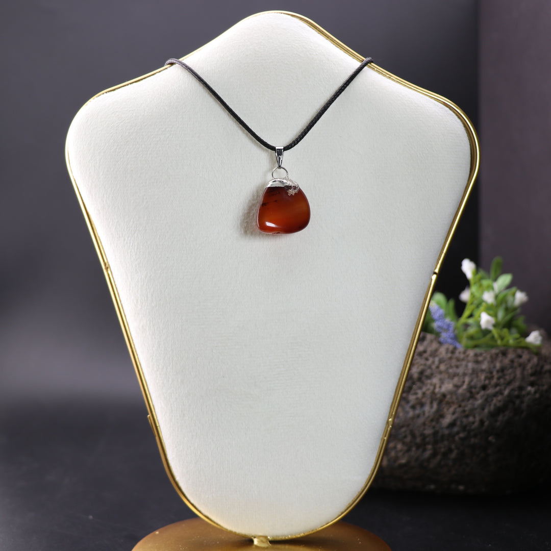 Handcrafted Natural Carnelian Gemstone Pendant Necklace