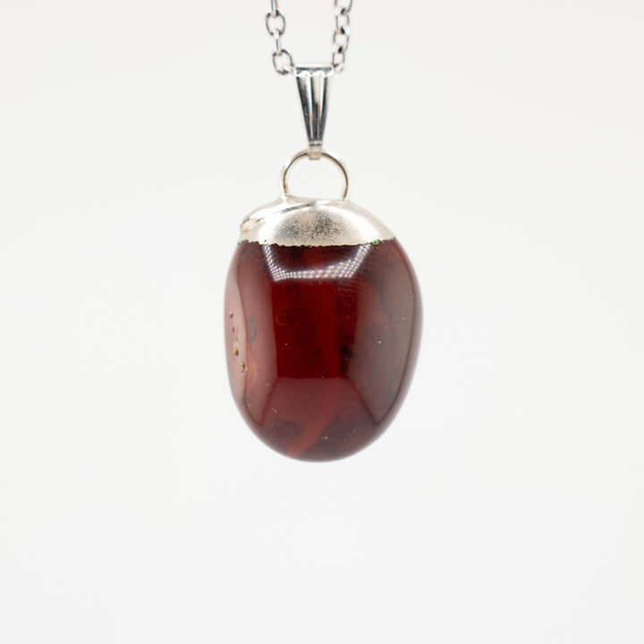 Collier pendentif en cornaline naturelle fabriqué à la main