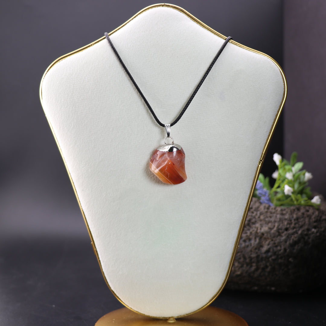 Handcrafted Natural Carnelian Gemstone Pendant Necklace