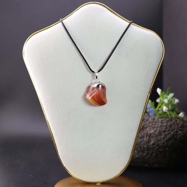 Handcrafted Natural Carnelian Gemstone Pendant Necklace