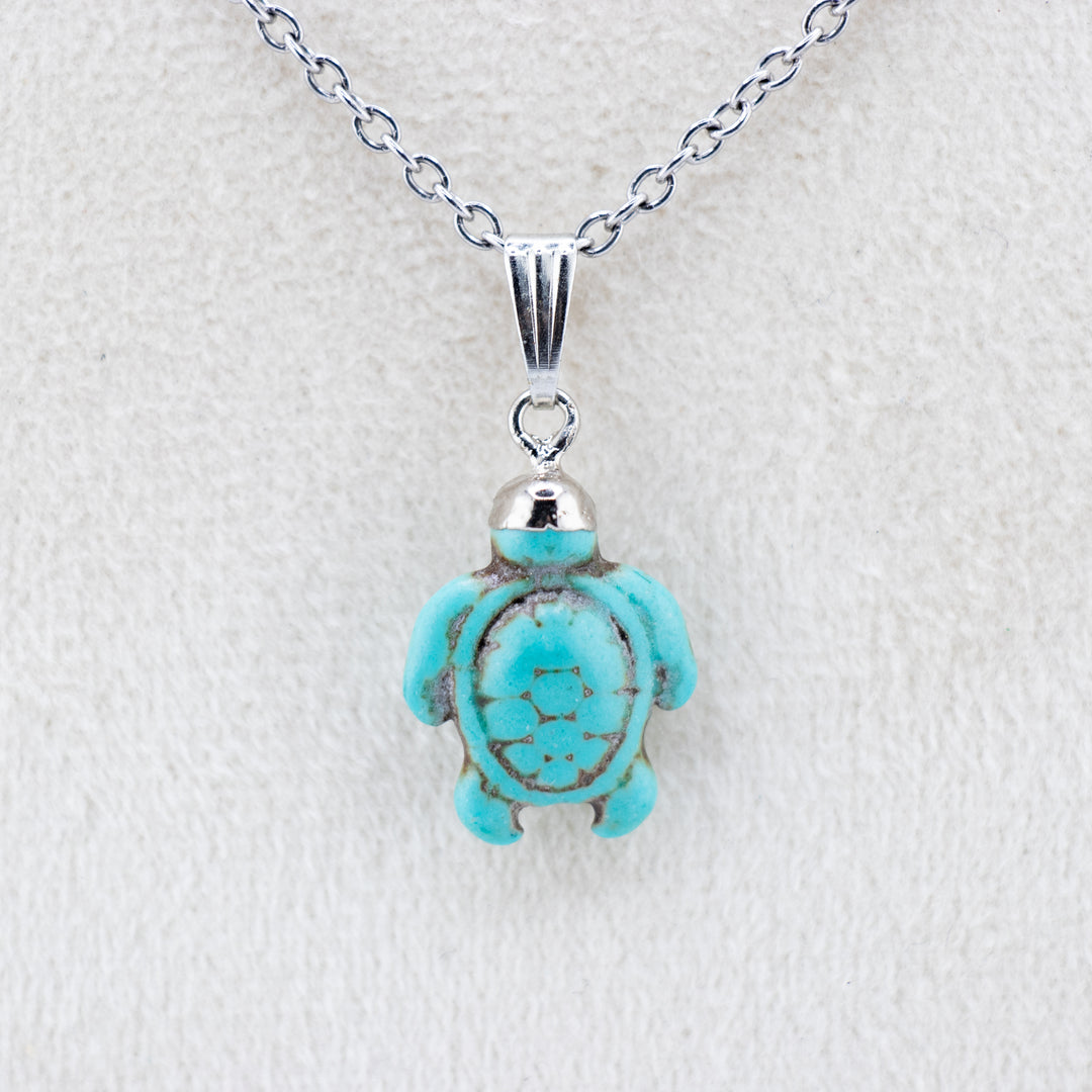 Turquoise Howlite Turtle Pendant Necklace - Serene Beauty & Handcrafted Charm