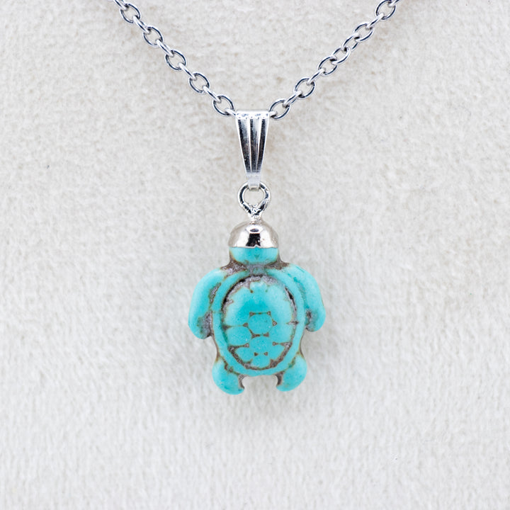 Turquoise Howlite Turtle Pendant Necklace - Serene Beauty & Handcrafted Charm