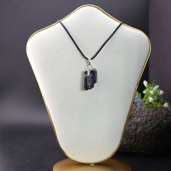 Handcrafted Natural Black Tourmaline Gemstone Pendant Necklace