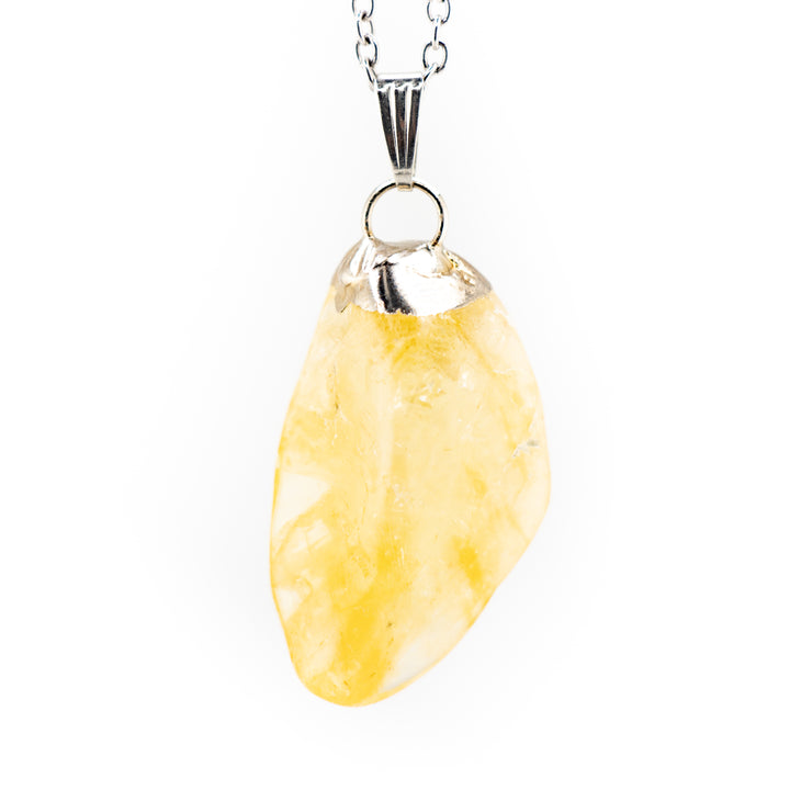 Collier pendentif en pierre précieuse de citrine naturelle fabriqué à la main