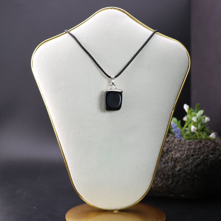 Handcrafted Natural Obsidian Gemstone Pendant Necklace