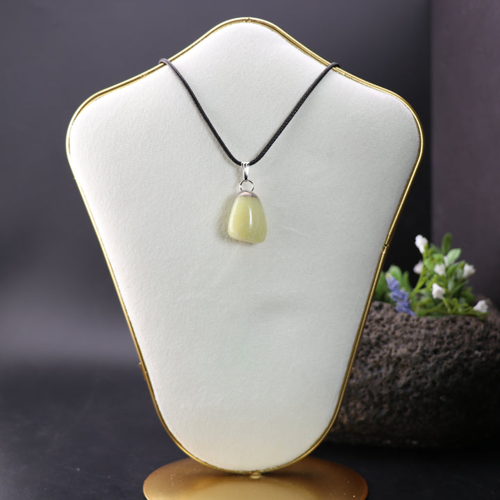 Handcrafted Natural Lemon Jade Gemstone Pendant Necklace