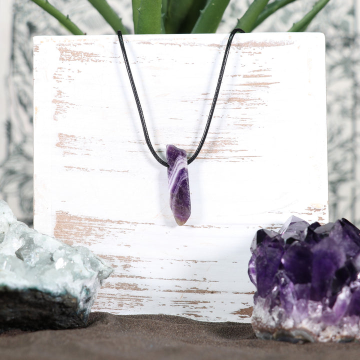 Handcrafted Natural Dream Amethyst Metal Free Pendant Necklace for Sensitive Skin