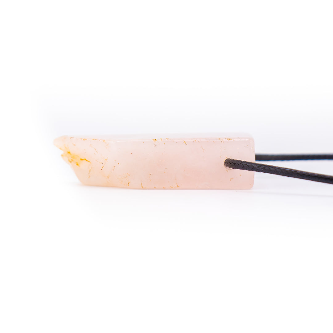 Handcrafted Natural Rose Quartz Metal Free Pendant Necklace for Sensitive Skin