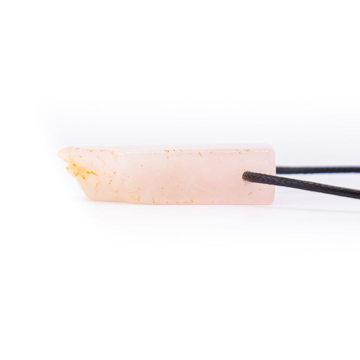 Handcrafted Natural Rose Quartz Metal Free Pendant Necklace for Sensitive Skin