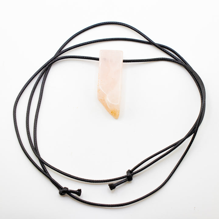 Handcrafted Natural Rose Quartz Metal Free Pendant Necklace for Sensitive Skin