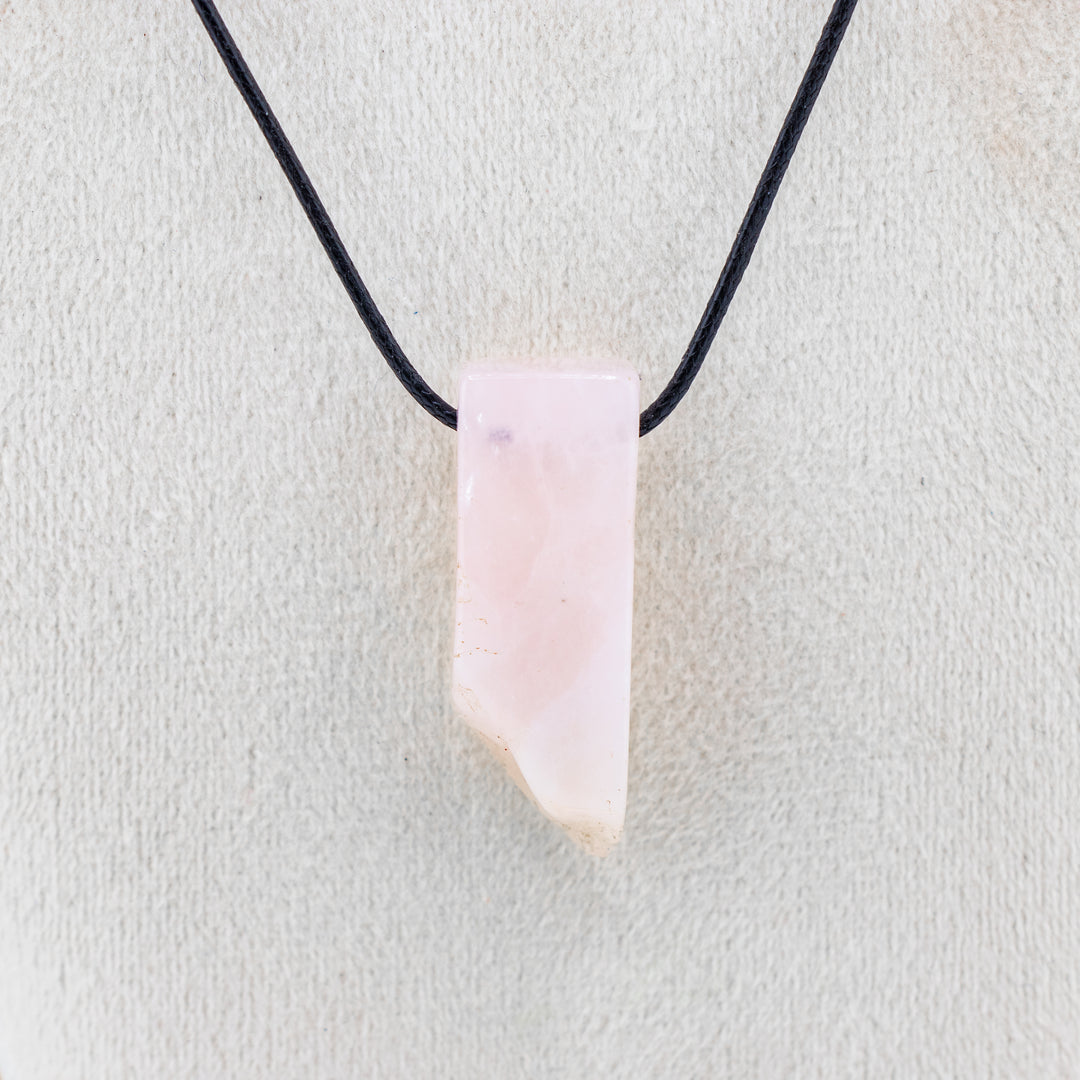Handcrafted Natural Rose Quartz Metal Free Pendant Necklace for Sensitive Skin