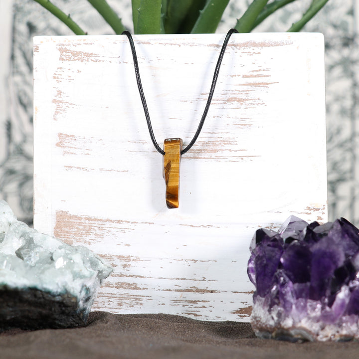 Handcrafted Natural Tiger Eye Metal Free Pendant Necklace for Sensitive Skin