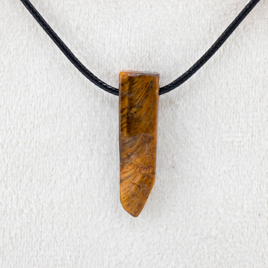 Collier pendentif en œil de tigre naturel, fabriqué à la main, sans métal, pour peaux sensibles