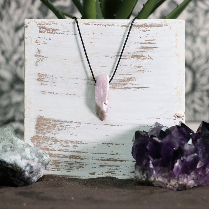 Handcrafted Natural Kunzite Metal Free Pendant Necklace for Sensitive Skin