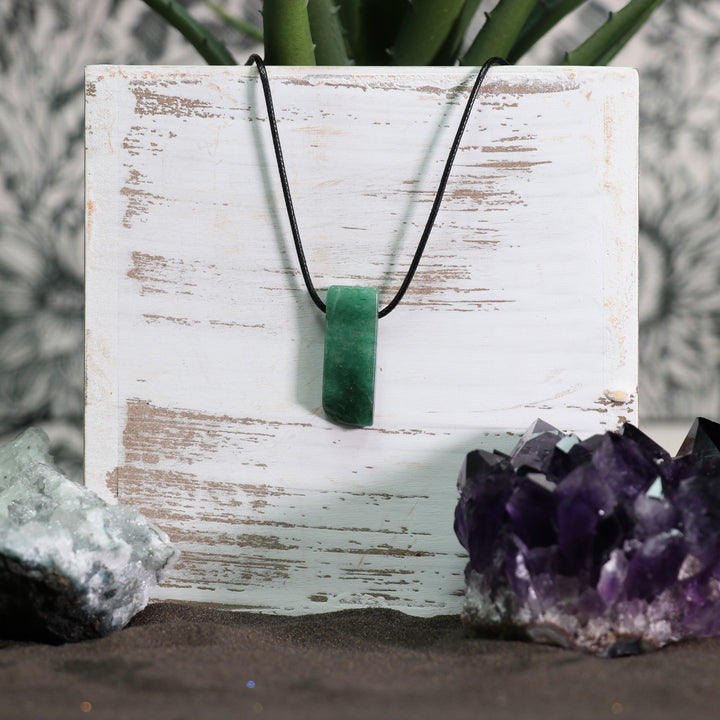 Handcrafted Natural Green Aventurine Metal Free Pendant Necklace for Sensitive Skin