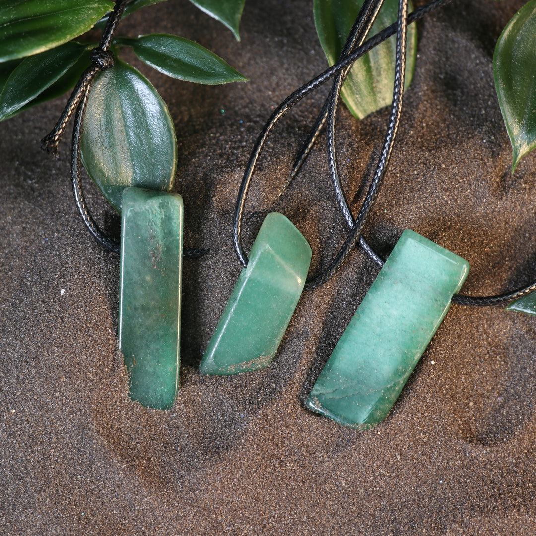 Handcrafted Natural Green Aventurine Metal Free Pendant Necklace for Sensitive Skin