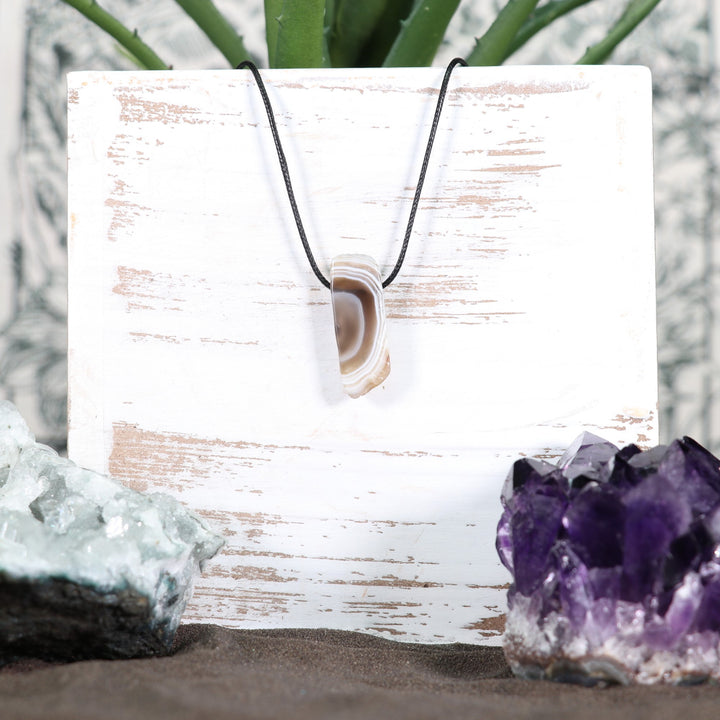 Handcrafted Natural Agate Metal Free Pendant Necklace for Sensitive Skin