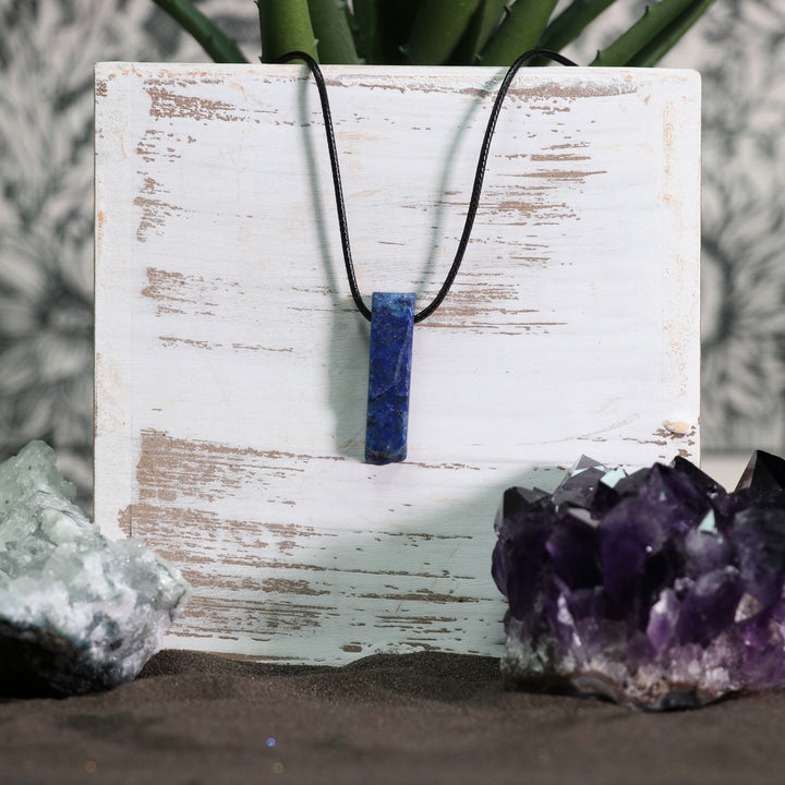 Handcrafted Natural Lapis Lazuli Metal Free Pendant Necklace for Sensitive Skin