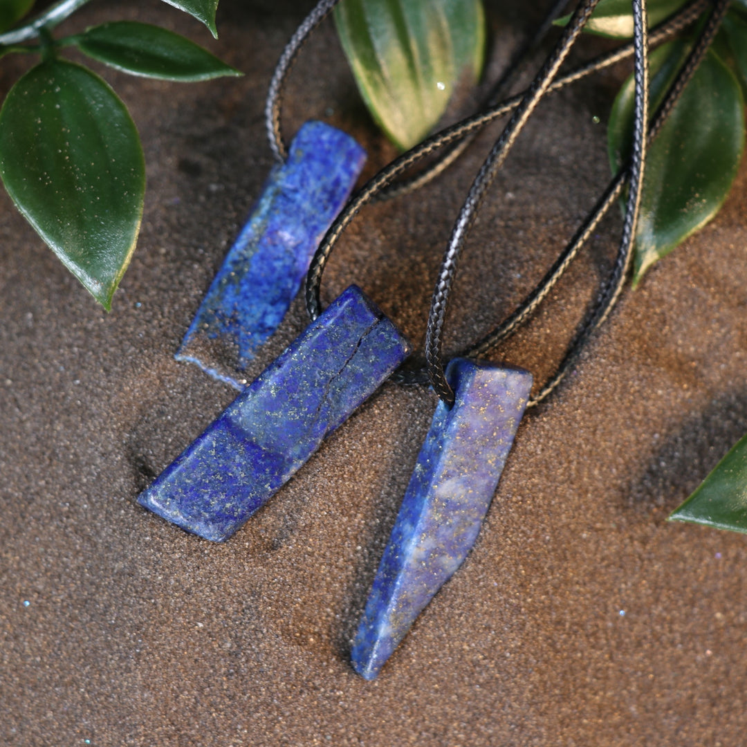 Handcrafted Natural Lapis Lazuli Metal Free Pendant Necklace for Sensitive Skin