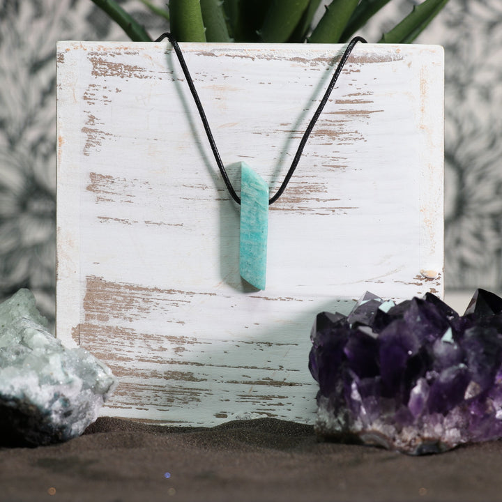 Handcrafted Natural Amazonite Metal Free Pendant Necklace for Sensitive Skin