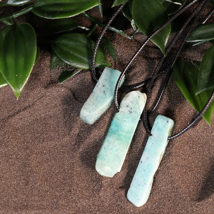 Handcrafted Natural Amazonite Metal Free Pendant Necklace for Sensitive Skin