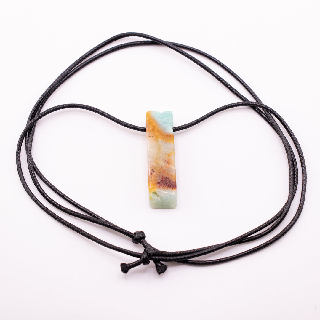 Handcrafted Natural Amazonite Metal Free Pendant Necklace for Sensitive Skin