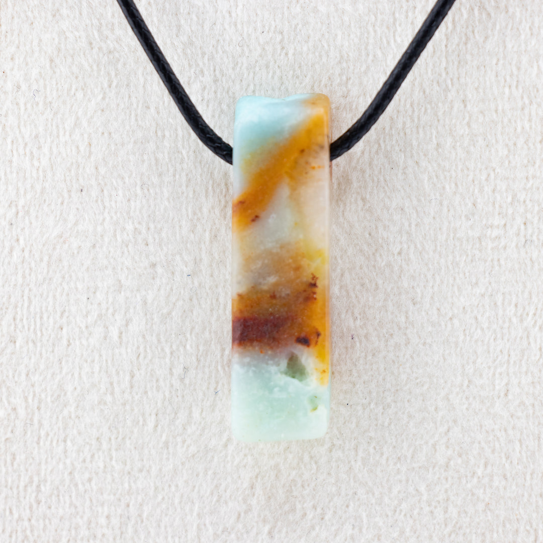 Handcrafted Natural Amazonite Metal Free Pendant Necklace for Sensitive Skin