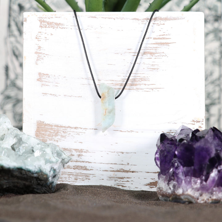 Handcrafted Natural Aquamarine Metal Free Pendant Necklace for Sensitive Skin