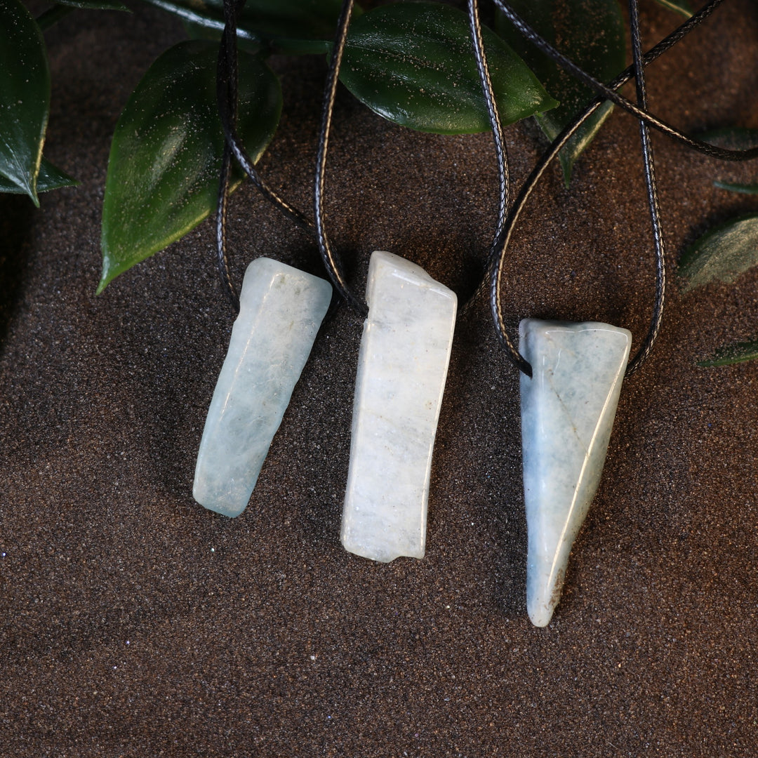 Handcrafted Natural Aquamarine Metal Free Pendant Necklace for Sensitive Skin