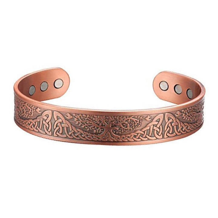 Tree of Life Copper Bracelet – Magnetic Healing Cuff in Silver or Rose Copper