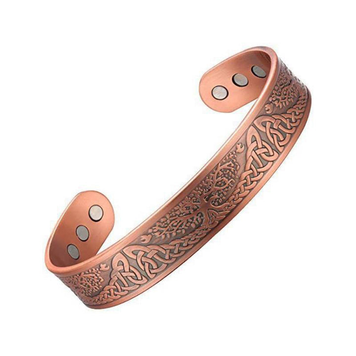Tree of Life Copper Bracelet – Magnetic Healing Cuff in Silver or Rose Copper