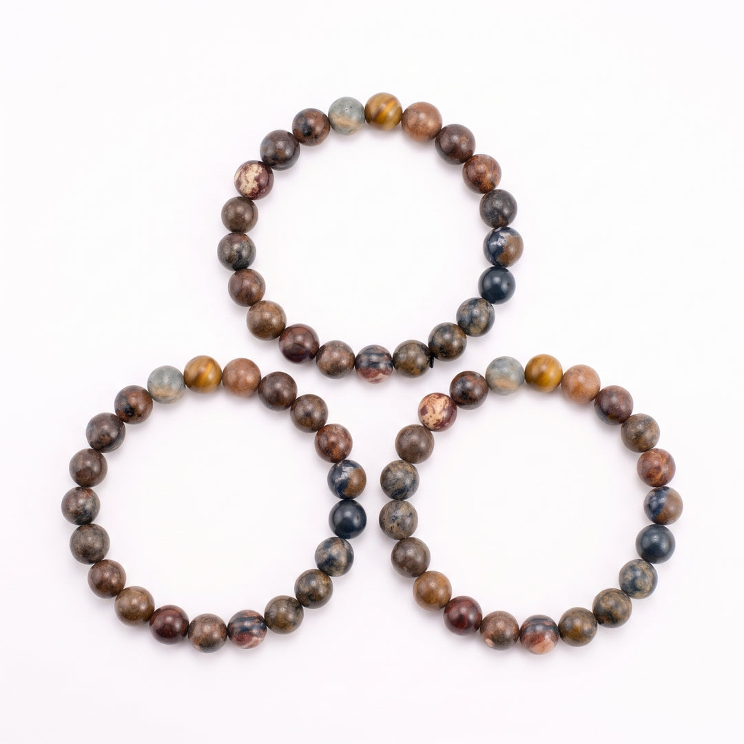 Petrified Wood Metal-Free Stretch Bracelet – 8mm Grounding Earth Stone Jewelry