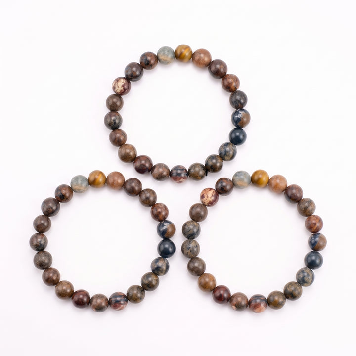 Petrified Wood Metal-Free Stretch Bracelet – 8mm Grounding Earth Stone Jewelry