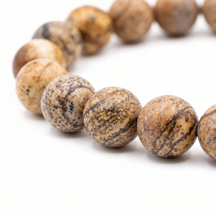 Picture Jasper Metal-Free Stretch Bracelet – 8mm Natural Earth Stone Jewelry